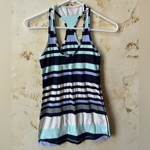 Lululemon Racerback Top — Blue Stripe | Size 4 Yoga Running